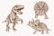 Graphical sepia set of dinosaurs, vintage background,vector elements,paleontology