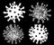 Graphical set of coronavirus molecules isolated on black, vector illustration , pandemic sign