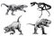 Graphical set of  dinosaurs isolated on white background, vector illustration