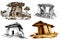 Graphical set of dolmens on white background,jpg illustration,ruins