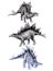 Graphical set of  stegosauruses isolated on white background, vector illustration