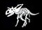 Graphical skeleton of triceratops on black background,vector paleonthology element