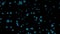 graphical turquoise snowflakes falling slowly from sky - transparent black background, overlay - snowfall in winter - 29,97 fps