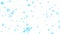 graphical turquoise snowflakes falling slowly from the sky - transparent white background, overlay - snowfall in winter - 25 fps