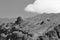 A graphical view of a group of tourists on the steep and dangerous track circling volcano cone of Mount Vesuvius Monte Vesuvio,