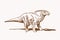 Graphical vintage illustration of Parasaurolophus ,phytophagous dinosaur