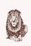 Graphical vintage lion , sepia illustration,wild cat