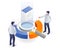 Graphics data search analysis  flat isometric illustration concept