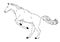 Graphics design drawing outline stroke horse action running and jumping and white background vector illustration