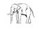 Graphics drawing elephant Asia outline black and white transparent isolated white background vector illustration