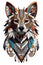 graphics esoteric totem wolf head on white background