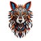 graphics esoteric totem wolf head on white background