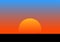 Graphics image sunset or sunrise with orange and blue of sky with grass on ground vector illustration