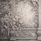 Graphite Pencil Wallpaper With Ornate Flowers In Ambient Occlusion Style