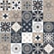 Graphite white contrast pattern on square ceramic tile, seamless pattern decorative background modern adaptation