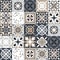 Graphite white square ceramic tile, seamless pattern decorative background for Azulejo spanish portuguese interior design, modern