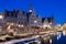 The Graslei at night. Ghent. Belgium