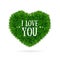 Grass Banner Heart Love You Valentine Concept Card. Vector