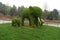 grass elephents sculpture in botanical garden