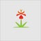 Grass flower sunshine spring natural logo, ecology symbol design