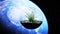 Grass in glass sphere in outer space. Ecology concept. 3d rendering.