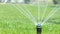 Grass irrigation. Garden Irrigation sprinkler watering lawn.