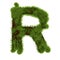 Grass letter R isolated on white background. Symbol covered green grass. Eco letter. 3d illustration