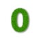 Grass number zero. Green number 0, on white background. Green grass 3D zero, symbol of fresh nature, plant lawn