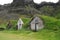 Grass roofed houses in Iceland used as shelter for travellers