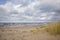 Grass sand dune beach sea view, Baltic Sea