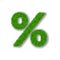 Grass symbol percent. Green percent, on white background. Green grass 3D percent, symbol of fresh nature, lawn
