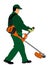 Grass trimmer worker illustration. Garden work landscaper.