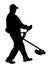 Grass trimmer worker silhouette.