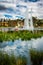 Grasses and a fountain in Echo Park Lake,