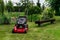 A Grassmower in a garden