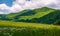 Grassy fields in mountainous rural area