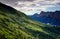 Grassy gentle slopes and rocky peaks Carnic Alps Cadore Italy