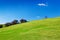 Grassy green hill with a beautiful clear sky