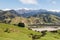 Grassy hills above Clarence river valley in springtime, New Zealand