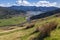 Grassy hills above Havelock town and Pelorus Sound in Marlborough, New Zealand