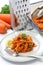 Grated carrot salad and grater