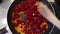 Grated fresh onions, carrots, beets, fried in a pan with a drop of vegetable oil to make a traditional soup.