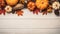 Grateful Gatherings: Pumpkins, Maple Leaves, and Shared Blessings. Thanksgiving Harvest Table with Pumpkins and Maple Leaves.