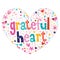 Grateful heart typography lettering card