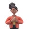Grateful people smiling with hands on chest.3D illustration of african woman Coco with charming sincere smile feeling thankful,