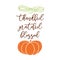 Grateful, thankful, blessed. Hand sketched graphic vector element with pumpkins colorful