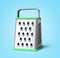 Grater for cheese and vegetables cooking tool 3d render on blue gradient