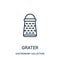 grater icon vector from gastronomy collection collection. Thin line grater outline icon vector illustration