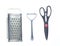 Grater, knife for cleaning potatoes, scissors