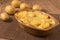 Gratin potatoes in rustic dish